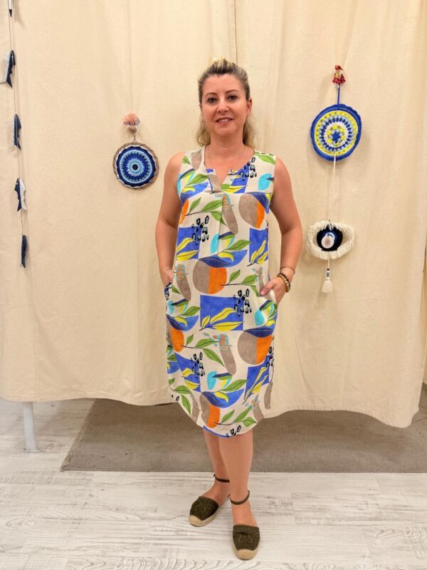 604 İpek Keten Elbise